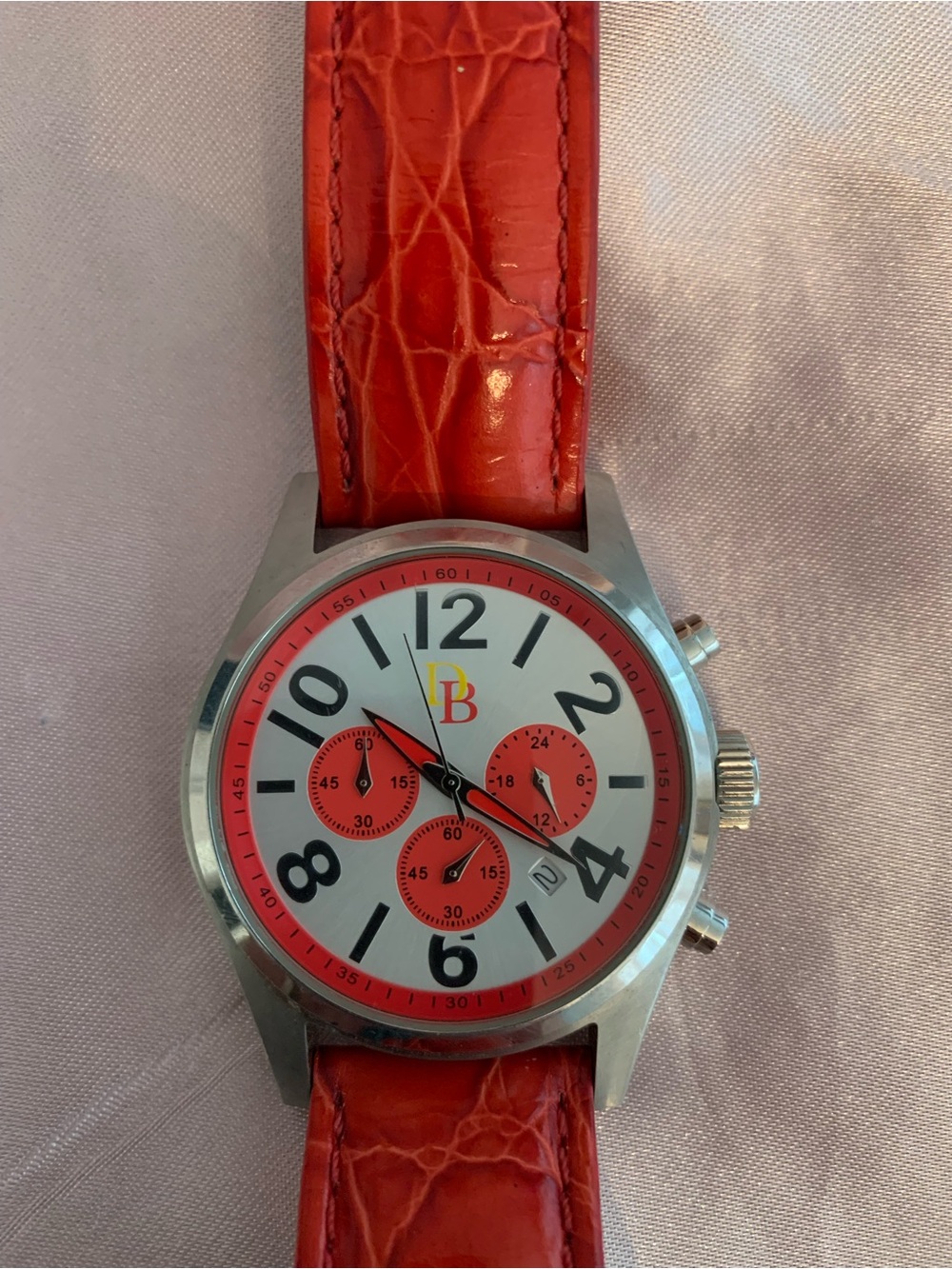 Red Dooney & Bourke Chronograph Watch with Red Leather Strap